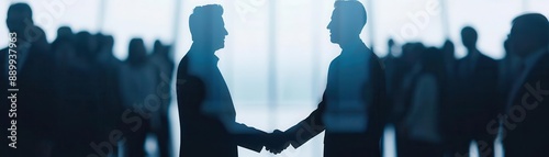 Wallpaper Mural Political party meeting close up, focus on, copy space Bold, crisp details Double exposure silhouette with handshake Torontodigital.ca