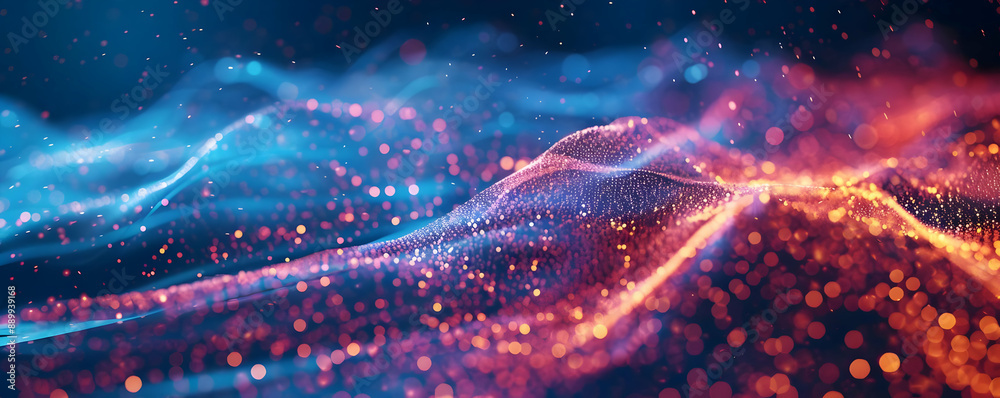 Abstract 3D Background with Blue and Red Glittering Particles Abstract 3D Background with Blue and Red Glittering Particles