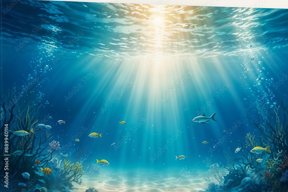 Fototapeta premium serene beauty of underwater landscapes with a focus on soft colors, fluid movements 
