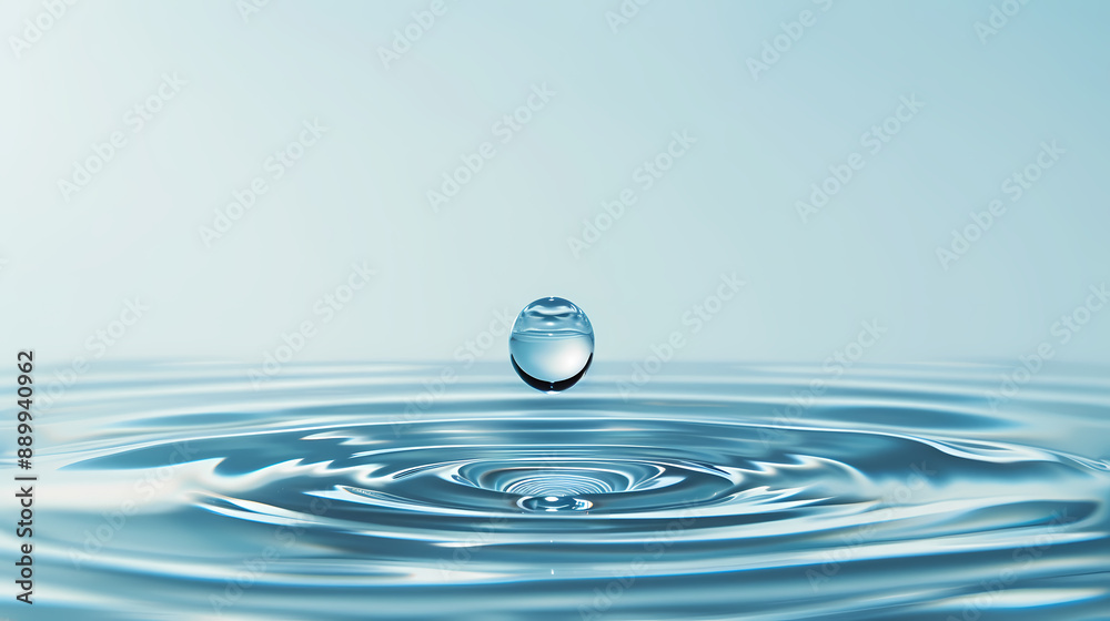 A drop of water falls into a calm, tranquil surface A drop of water falls into a calm, tranquil surface