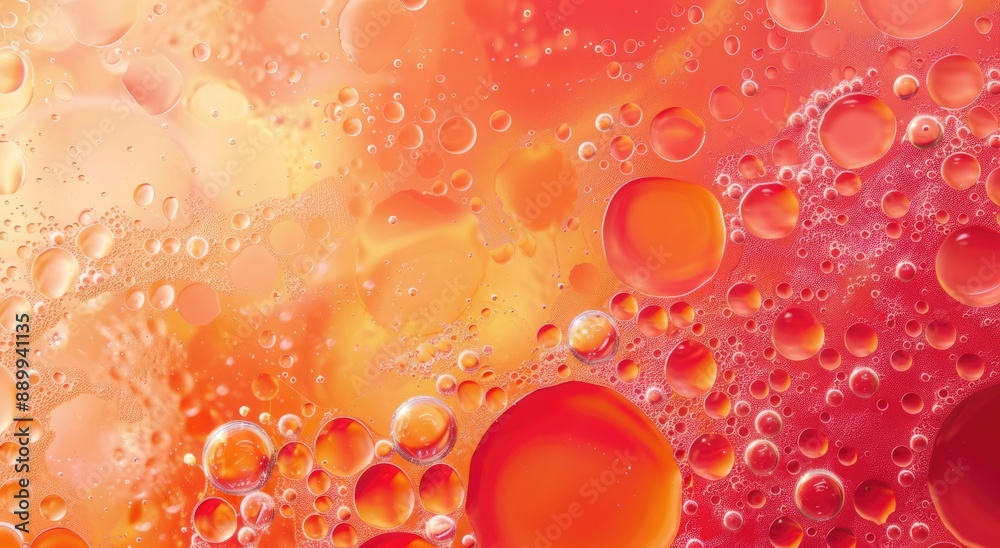 Abstract Oil and Water Bubbles in Vibrant Orange and Red Tones Abstract Oil and Water Bubbles in Vibrant Orange and Red Tones