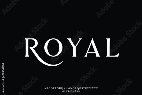 Elegant modern royal serif alphabet display font vector