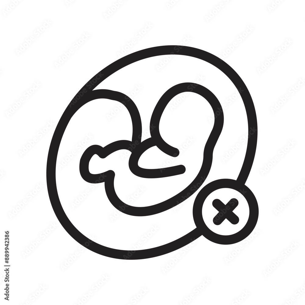 Abortion of fetus icon Black line art vector logo Abortion of fetus icon Black line art vector logo