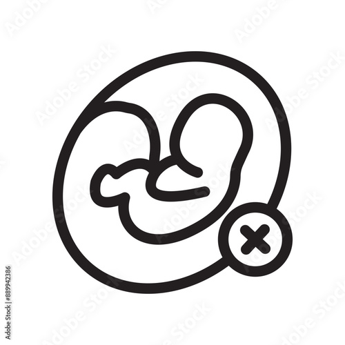 Abortion of fetus icon Black line art vector logo