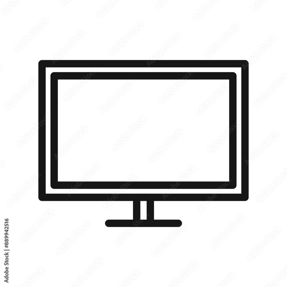 Computer monitor icon Black line art vector logo Computer monitor icon Black line art vector logo