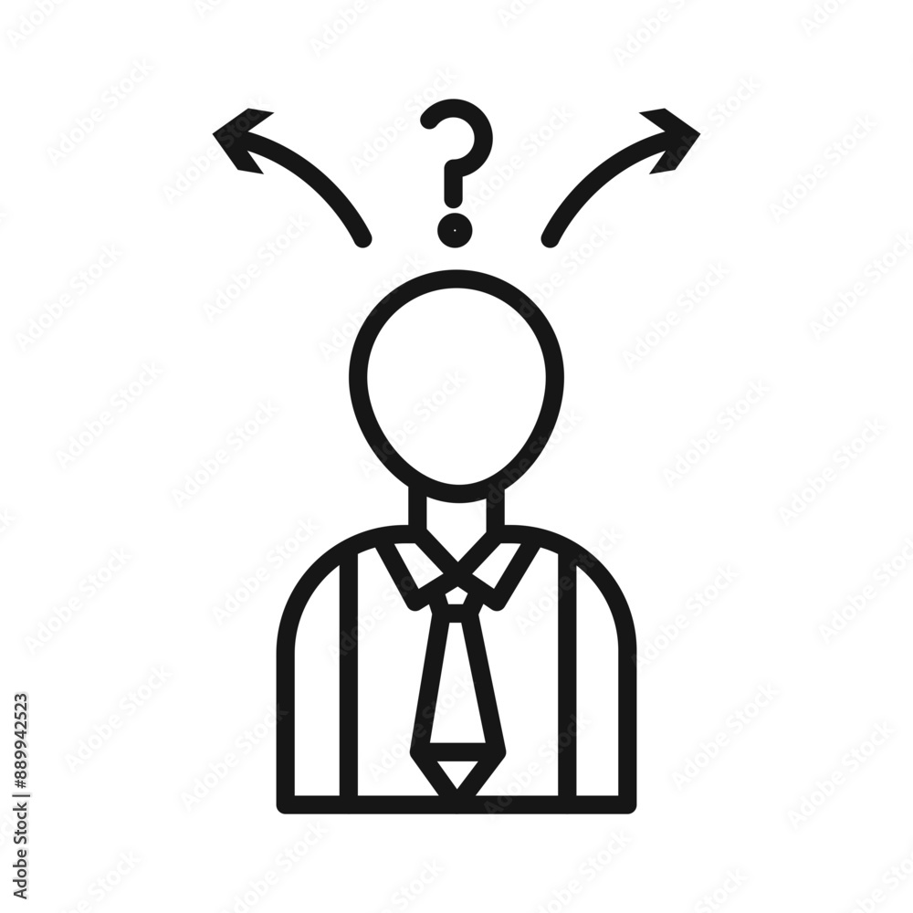 Confusing man icon Black line art vector logo Confusing man icon Black line art vector logo