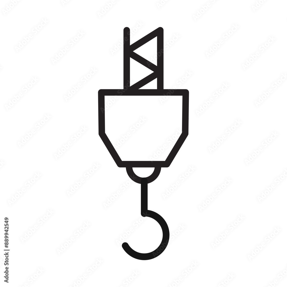 Crane hook icon Black line art vector logo Crane hook icon Black line art vector logo