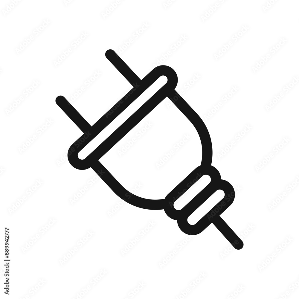 Electrical plug icon Black line art vector logo