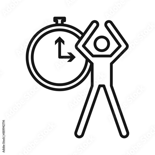 exercise time icon Black line art vector logo