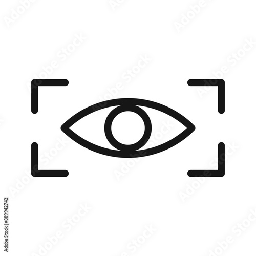 Eye scanner icon Black line art vector logo