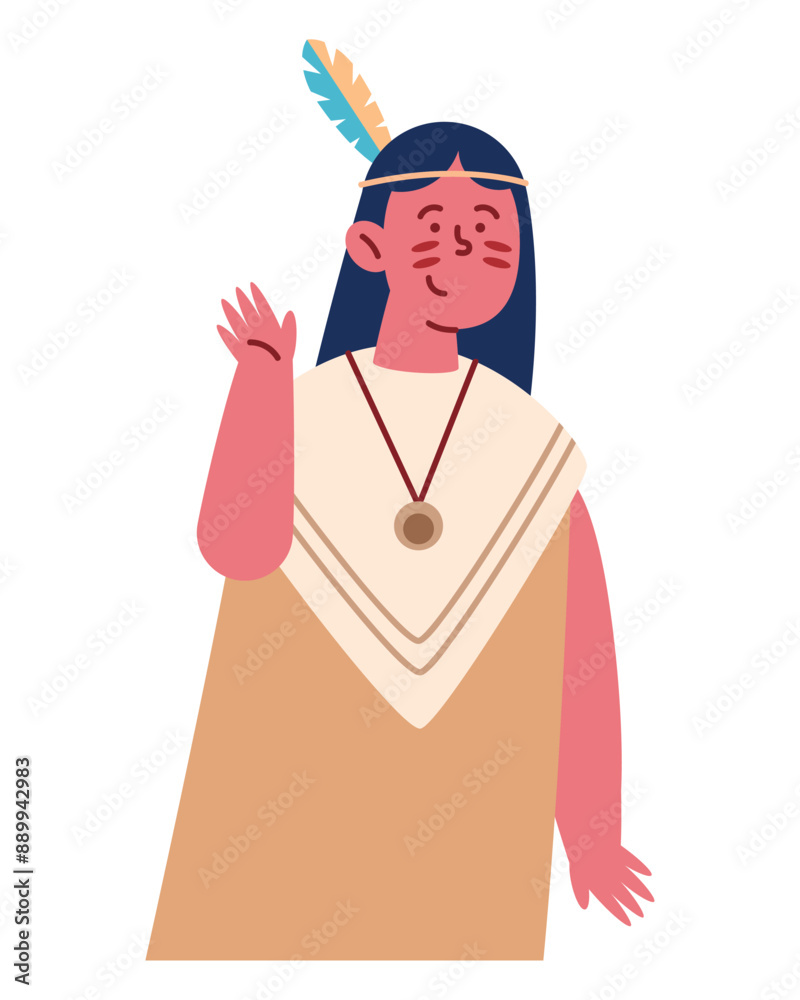 indigenous woman portrait with feathers in hair indigenous woman portrait with feathers in hair