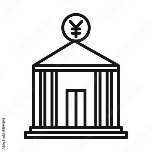 Japanese bank icon Black line art vector logo
