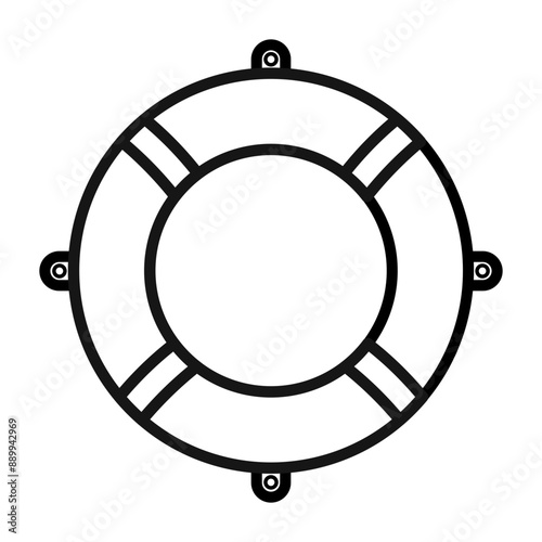 Lifebuoy ring icon Black line art vector logo