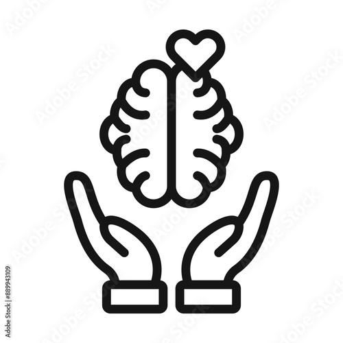 Mental health icon (2) Black line art vector logo