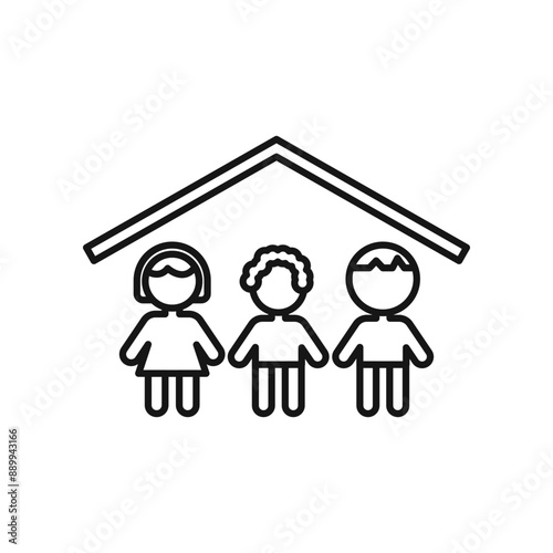 Orphanage house icon Black line art vector logo