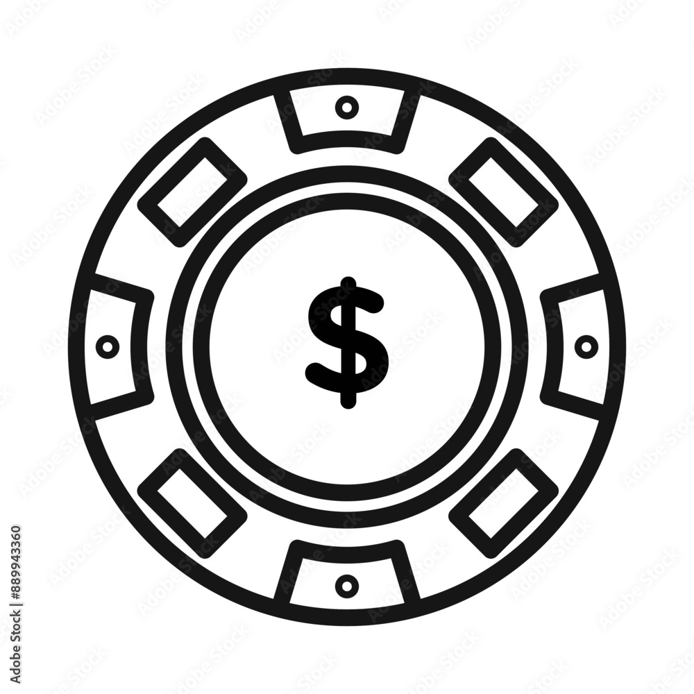 poker chip icon Black line art vector logo poker chip icon Black line art vector logo