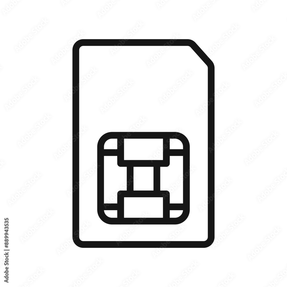 Sim card icon Black line art vector logo Sim card icon Black line art vector logo