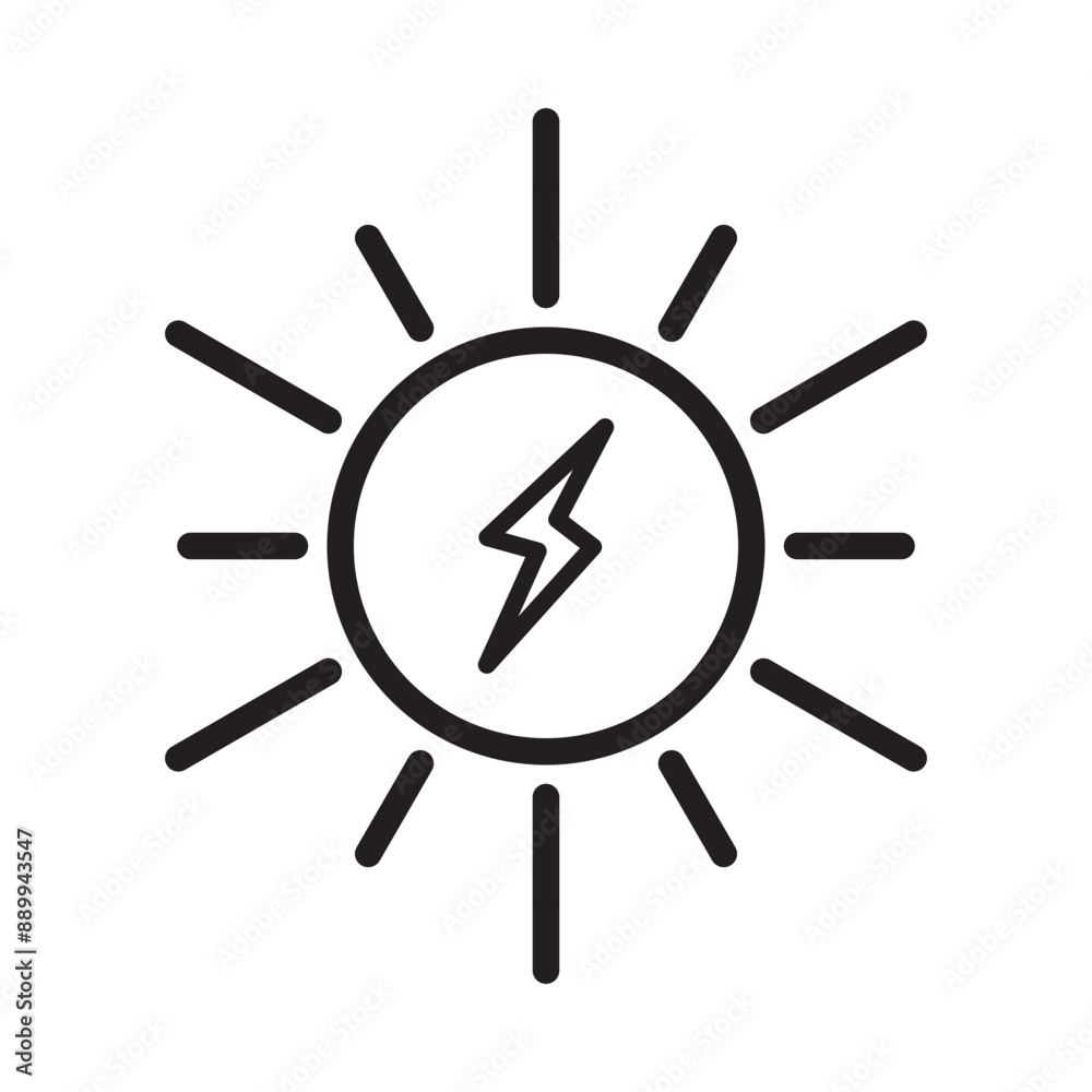 Solar energy icon Black line art vector logo Solar energy icon Black line art vector logo