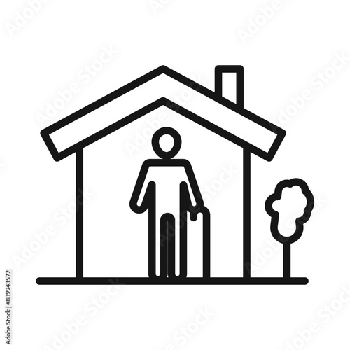 Retirement home icon Black line art vector logo