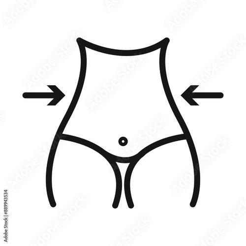 Slim, weight loss icon Black line art vector logo