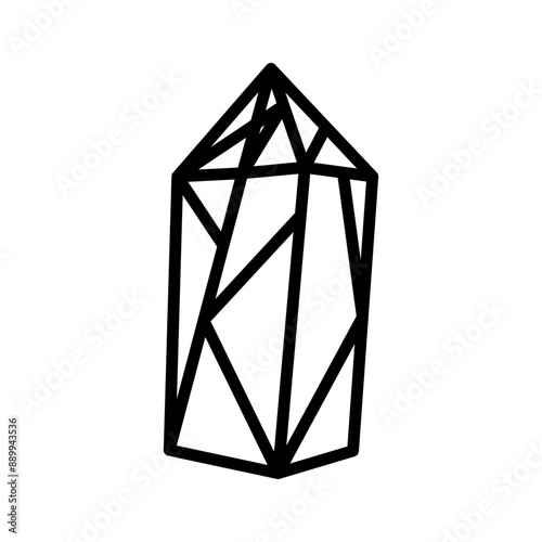 Rock stone crystal icon Black line art vector logo