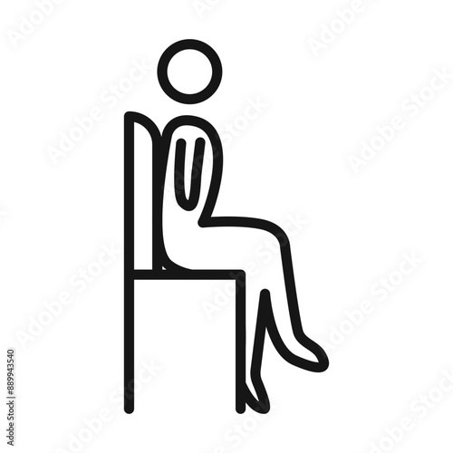 Sitting icon Black line art vector logo