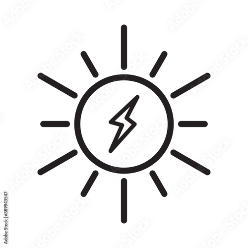 Solar energy icon Black line art vector logo