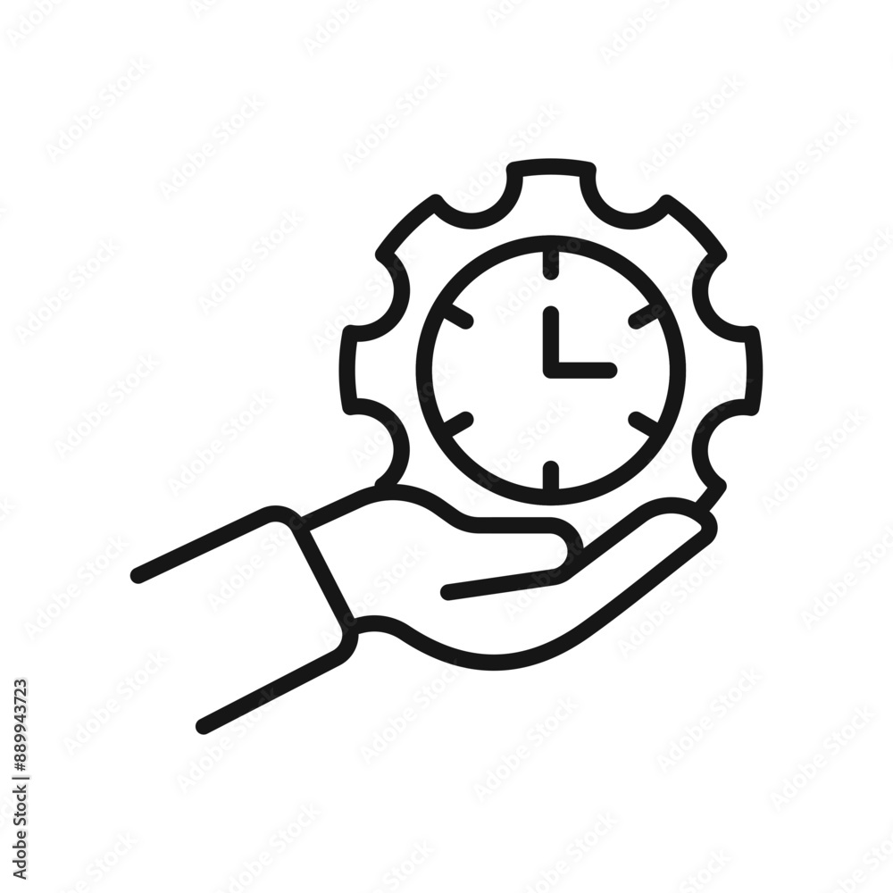 Time management icon Black line art vector logo Time management icon Black line art vector logo