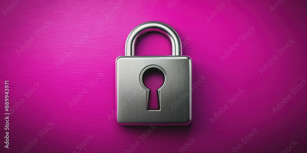 A stylized silver lock emblem stands out against a vibrant magenta backdrop, conveying concepts of security, protection, and luxury with modern sophistication. A stylized silver lock emblem stands out against a vibrant magenta backdrop, conveying concepts of security, protection, and luxury with modern sophistication.
