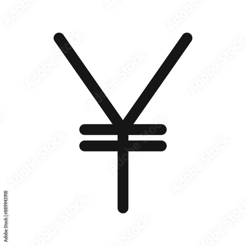 Yen sign icon Black line art vector logo