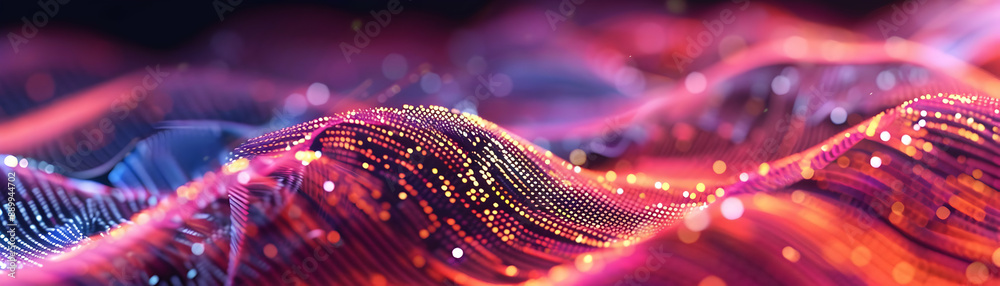 Abstract 3D Background with Glowing Waves and Bokeh Lights Abstract 3D Background with Glowing Waves and Bokeh Lights