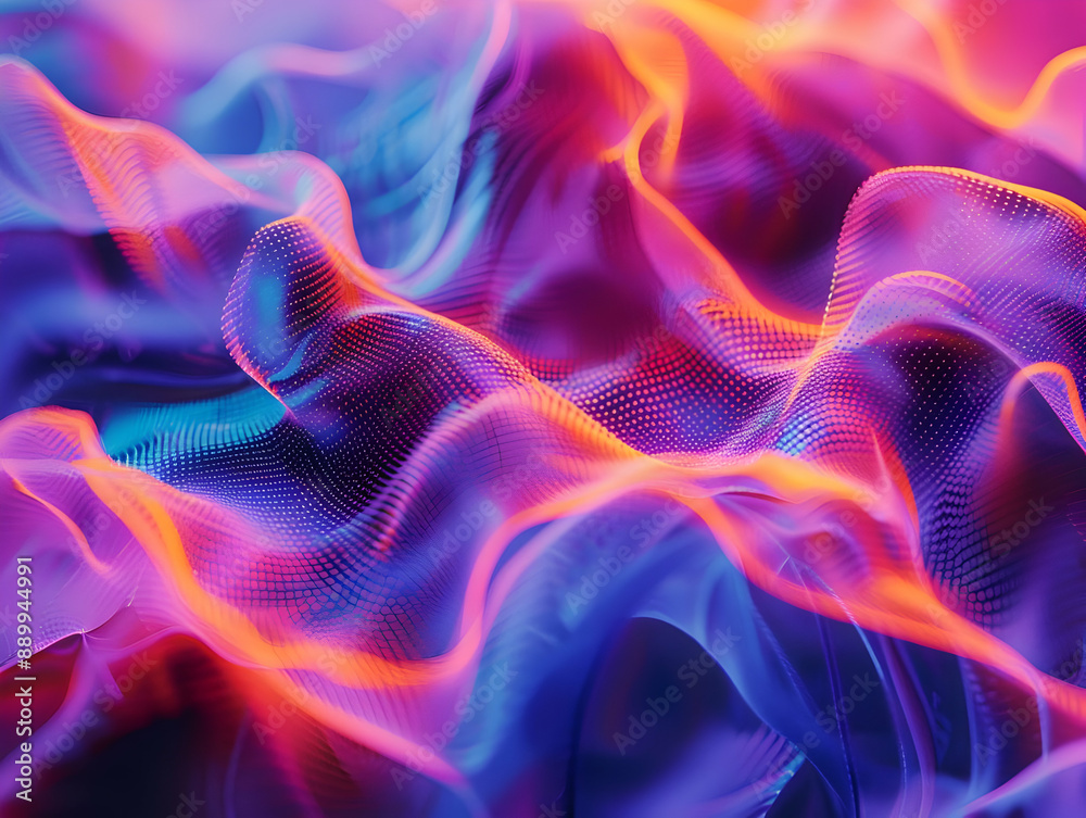 Abstract 3D Background with Wavy Lines and Dots Abstract 3D Background with Wavy Lines and Dots