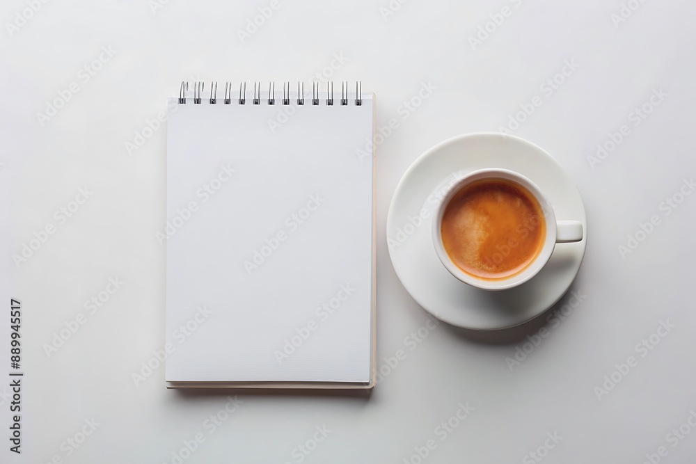 Coffee and Notepad on White Background. Coffee and Notepad on White Background.