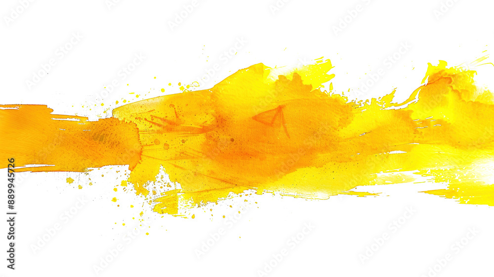 Fototapeta premium Yellow Watercolor Paint Brush Strokes on Transparent Background PNG - Banner Line Water Color Smoke Fog Grunge 