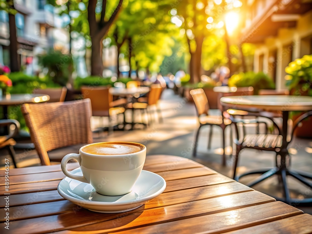 Coffee on a Table at an Outdoor Cafe. Coffee on a Table at an Outdoor Cafe.