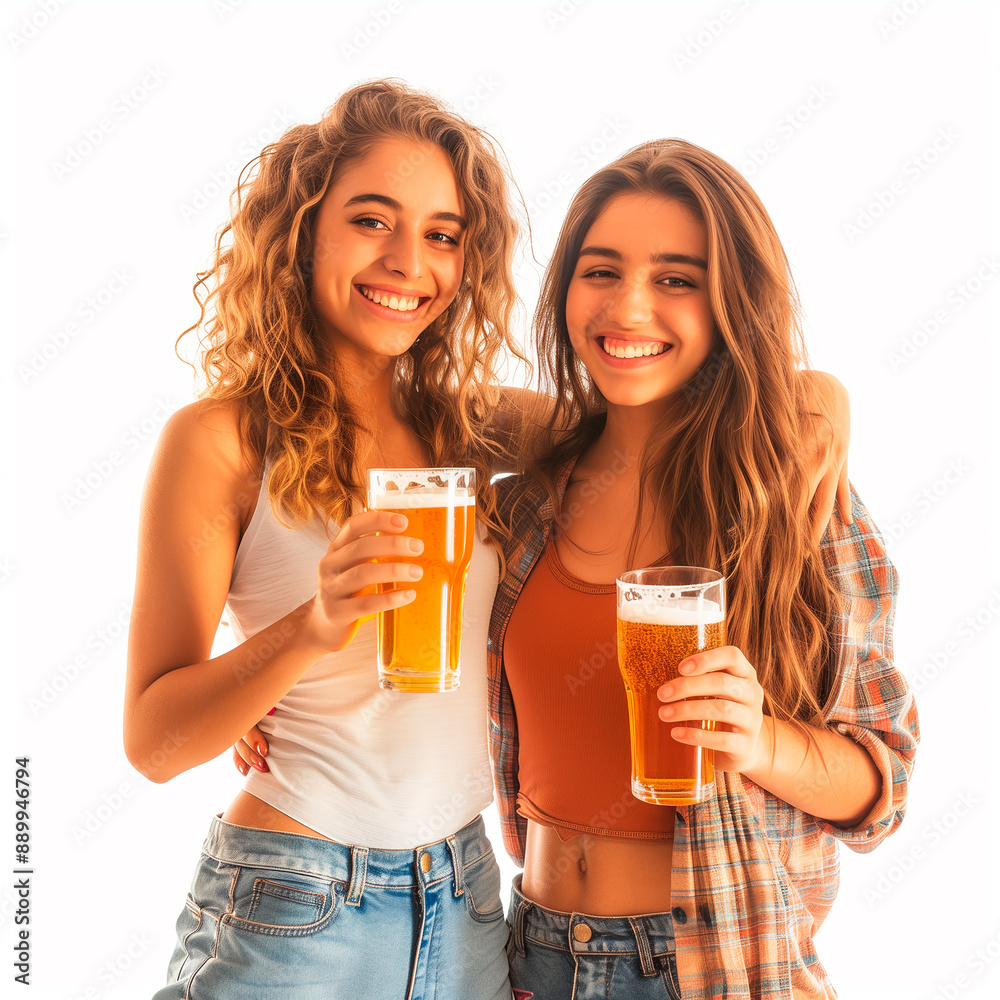 two friends celebrating with glasses of beer two friends celebrating with glasses of beer