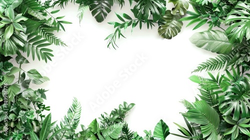 Tropical Leaf Frame on White Background