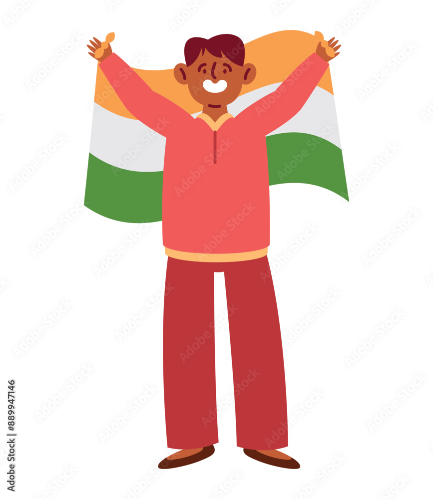 man flying indian flag happy independence day man flying indian flag happy independence day