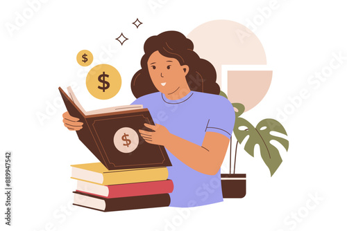 Financial literacy illustration concept. Illustrations for websites, landing pages, mobile applications, posters and banners. Trendy flat vector illustration