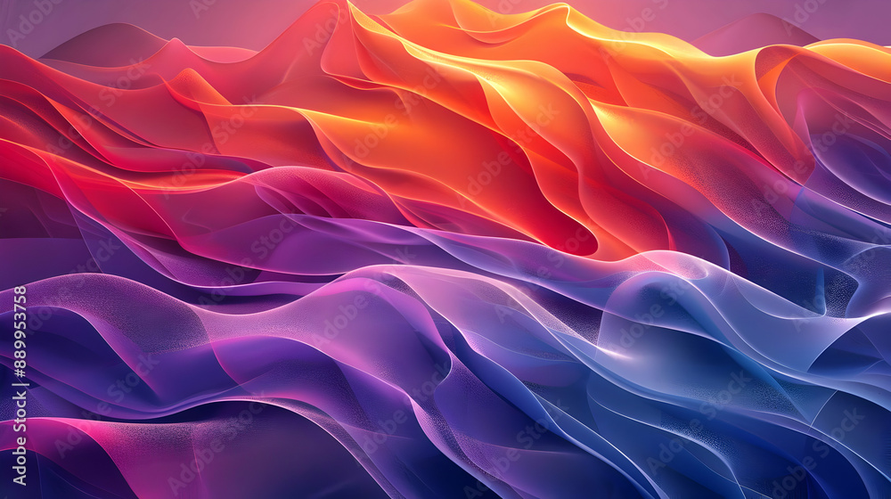 Obraz premium Abstract 3D Background of Wavy Lines in Vibrant Colors