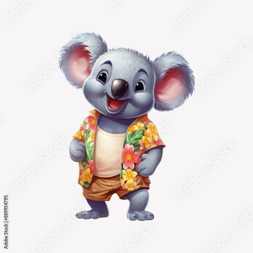 Cute koala in tropical attire