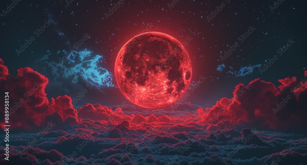 Blood Moon Over Crimson Clouds Blood Moon Over Crimson Clouds