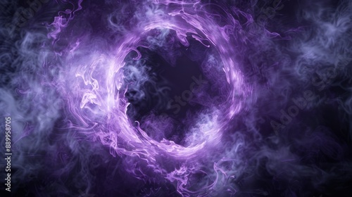 Wallpaper Mural Smoke exploding outward from circular empty center, dramatic smoke or fog effect with purple scary glowing for spooky Halloween background. Torontodigital.ca