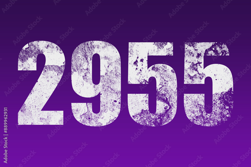 flat white grunge number of 2955 on purple background. flat white grunge number of 2955 on purple background.