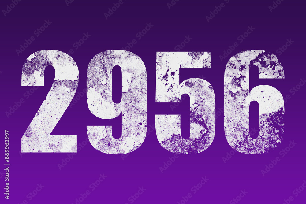 flat white grunge number of 2956 on purple background. flat white grunge number of 2956 on purple background.