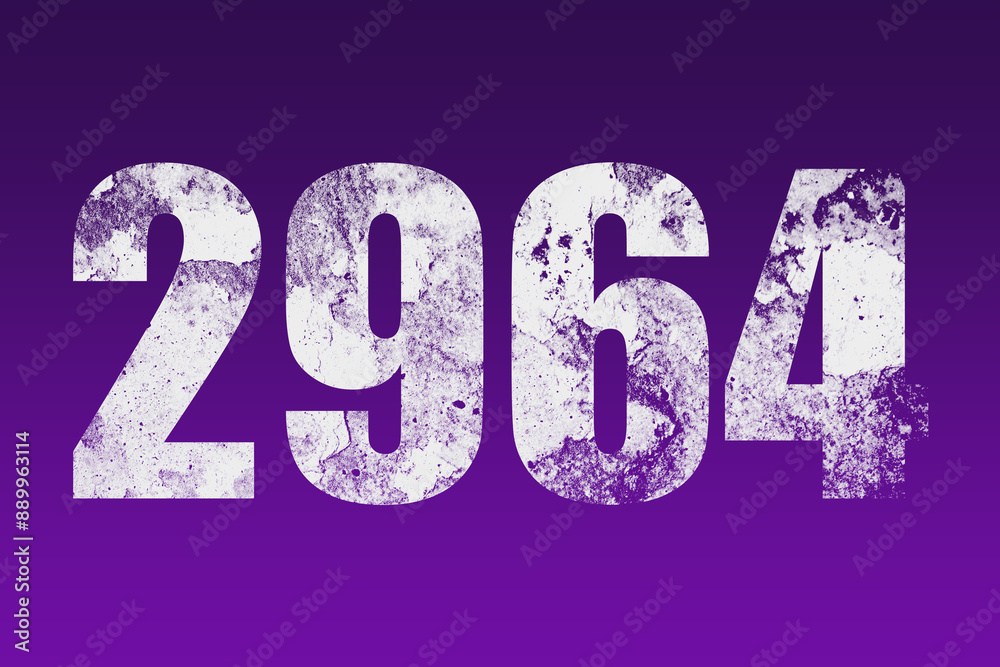 flat white grunge number of 2964 on purple background. flat white grunge number of 2964 on purple background.