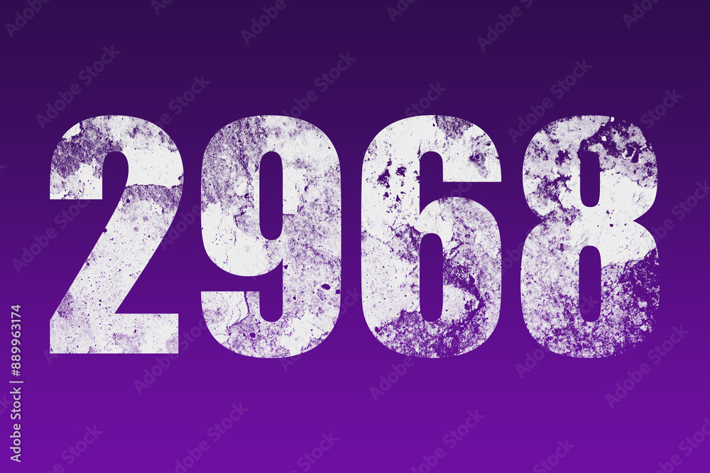 flat white grunge number of 2968 on purple background. flat white grunge number of 2968 on purple background.