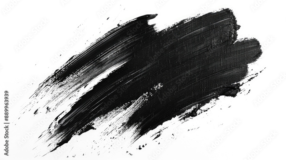 Black paint stroke on white background. Perfect for design, art, or graphic projects. Black paint stroke on white background. Perfect for design, art, or graphic projects.