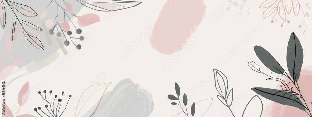 Minimalist Floral Background with Abstract Shapes