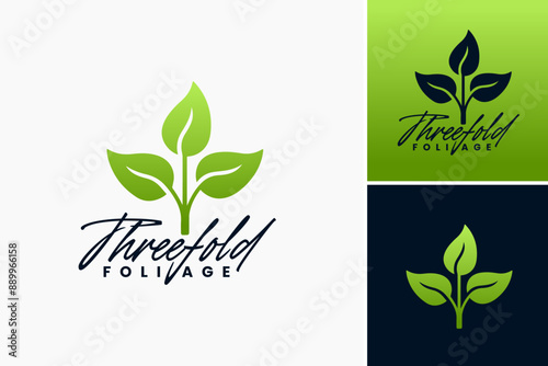 Threefold Foliage Logo: Represents unity and growth, perfect for environmental or landscaping businesses, conveying harmony and nature's abundance.
